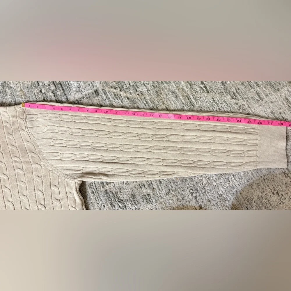 Magaschoni Cable Knit Sweater XXL 100% Cotton Cream Crewneck Lightweight NWT - Picture 5 of 11